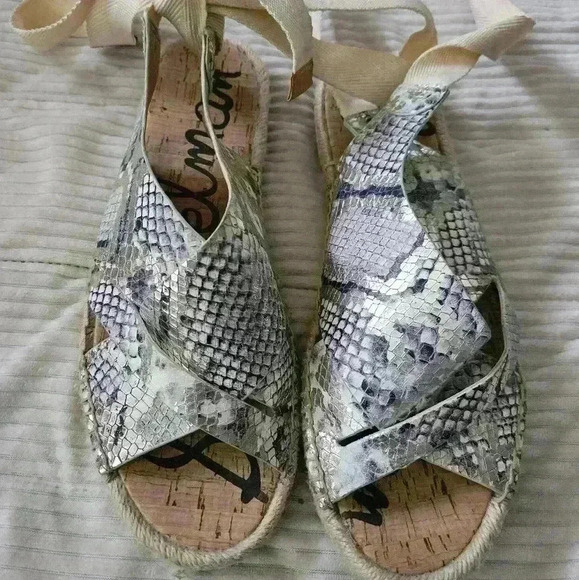 Sam Edelman Alisha snake skin print espadrille sole sandals. Size 8 - Picture 2 of 11
